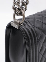 CHANEL Boy Flap Bag 25 Grained Calfskin - Black with Silver Hardware