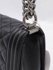 CHANEL Boy Flap Bag 25 Grained Calfskin - Black with Silver Hardware