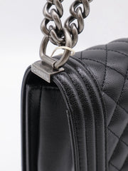 CHANEL Boy Flap Bag 25 Grained Calfskin - Black with Silver Hardware