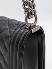 CHANEL Boy Flap Bag 25 Grained Calfskin - Black with Silver Hardware