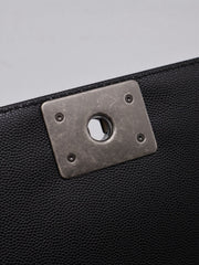 CHANEL Boy Flap Bag 25 Grained Calfskin - Black with Silver Hardware