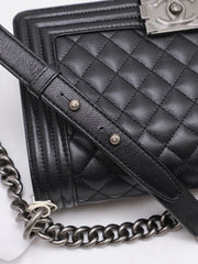 CHANEL Boy Flap Bag 25 Grained Calfskin - Black with Silver Hardware