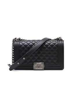 CHANEL Boy Flap Bag 25 Grained Calfskin - Black with Silver Hardware