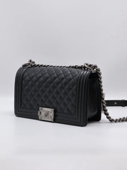 CHANEL Boy Flap Bag 25 Grained Calfskin - Black with Silver Hardware