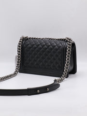 CHANEL Boy Flap Bag 25 Grained Calfskin - Black with Silver Hardware