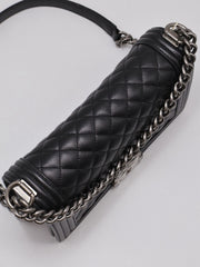 CHANEL Boy Flap Bag 25 Grained Calfskin - Black with Silver Hardware