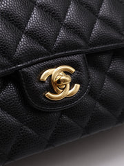 CHANEL Classic Flap Medium 25 Grained Calfskin - Black with Gold Hardware