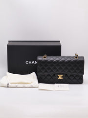 CHANEL Classic Flap Medium 25 Grained Calfskin - Black with Gold Hardware
