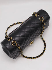 CHANEL Classic Flap Medium 25 Grained Calfskin - Black with Gold Hardware