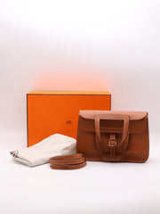 HERMES Halzan 25 - Gold with Gold Hardware [Y]