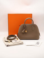 HERMES Bolide 25 - Etoupe with Gold Hardware [B]