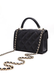 CHANEL 25S Caviar Quilted Mini Retro Twist Top Handle Flap - Black / Gold