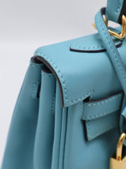 HERMES Kelly 25 - Bleu Atoll with Gold Hardware [T]