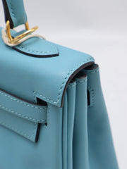 HERMES Kelly 25 - Bleu Atoll with Gold Hardware [T]