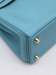 HERMES Kelly 25 - Bleu Atoll with Gold Hardware [T]