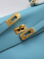 HERMES Kelly 25 - Bleu Atoll with Gold Hardware [T]
