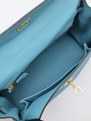 HERMES Kelly 25 - Bleu Atoll with Gold Hardware [T]