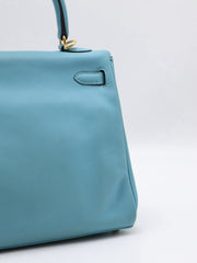 HERMES Kelly 25 - Bleu Atoll with Gold Hardware [T]