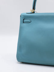 HERMES Kelly 25 - Bleu Atoll with Gold Hardware [T]