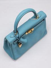 HERMES Kelly 25 - Bleu Atoll with Gold Hardware [T]