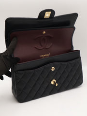 CHANEL Classic Flap Medium 25 Grained Calfskin - Black with Gold Hardware