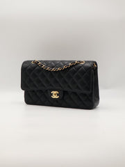 CHANEL Classic Flap Medium 25 Grained Calfskin - Black with Gold Hardware