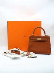 HERMES Kelly 25 Sellier - Gold with Gold Hardware [Z]
