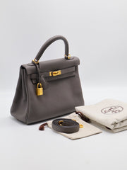 HERMES Kelly 25 - Etain with Gold Hardware [Z]