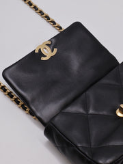 CHANEL 19 Quilted Lambskin Flap Bag 26 - Black with Gold Hardware [Series 30]