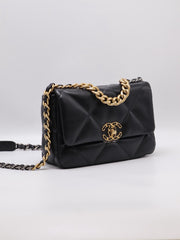 CHANEL 19 Quilted Lambskin Flap Bag 26 - Black with Gold Hardware [Series 30]