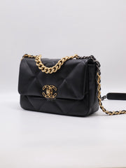 CHANEL 19 Quilted Lambskin Flap Bag 26 - Black with Gold Hardware [Series 30]