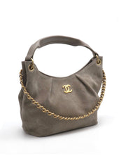 CHANEL 26C Suede Hobo - Grey with Gold Hardware
