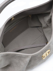 CHANEL 26C Suede Hobo - Grey with Gold Hardware
