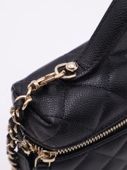 CHANEL Grained Calfskin Top Handle Vanity Case - Black with Gold Hardware