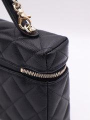 CHANEL Grained Calfskin Top Handle Vanity Case - Black with Gold Hardware