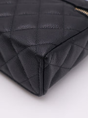 CHANEL Grained Calfskin Top Handle Vanity Case - Black with Gold Hardware