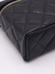 CHANEL Grained Calfskin Top Handle Vanity Case - Black with Gold Hardware
