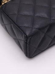 CHANEL Grained Calfskin Top Handle Vanity Case - Black with Gold Hardware