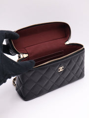 CHANEL Grained Calfskin Top Handle Vanity Case - Black with Gold Hardware