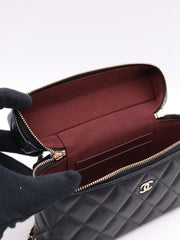 CHANEL Grained Calfskin Top Handle Vanity Case - Black with Gold Hardware