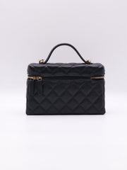 CHANEL Grained Calfskin Top Handle Vanity Case - Black with Gold Hardware