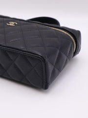 CHANEL Grained Calfskin Top Handle Vanity Case - Black with Gold Hardware