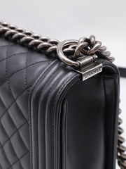 CHANEL Boy Flap Bag 28 Calfskin - Black with Silver Hardware [Series 20]