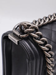 CHANEL Boy Flap Bag 28 Calfskin - Black with Silver Hardware [Series 20]