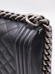 CHANEL Boy Flap Bag 28 Calfskin - Black with Silver Hardware [Series 20]