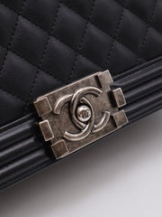 CHANEL Boy Flap Bag 28 Calfskin - Black with Silver Hardware [Series 20]