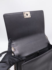 CHANEL Boy Flap Bag 28 Calfskin - Black with Silver Hardware [Series 20]