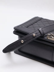 CHANEL Boy Flap Bag 28 Calfskin - Black with Silver Hardware [Series 20]