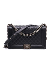CHANEL Boy Flap Bag 28 Calfskin - Black with Silver Hardware [Series 20]