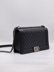 CHANEL Boy Flap Bag 28 Calfskin - Black with Silver Hardware [Series 20]